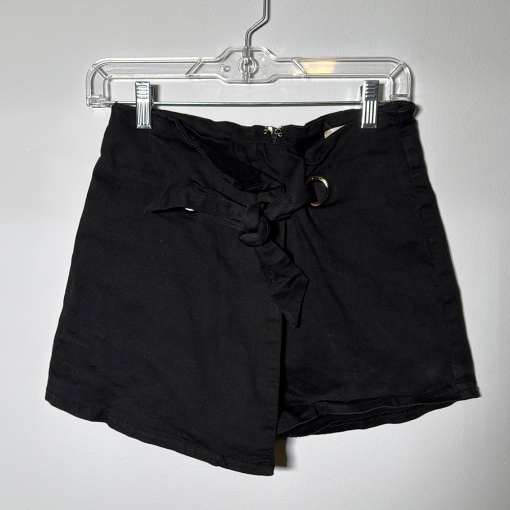 High Waist Black Shorts with Wrap Design